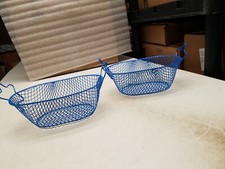 Lot of 2 Navy Blue Wire Baskets with Handles 8.5" x 6" x 3" C