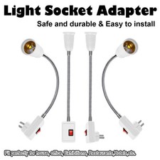 Bendable E27 Lamp Holder With Switch Bulb Base Flexible Gooseneck Uk Plug Screw