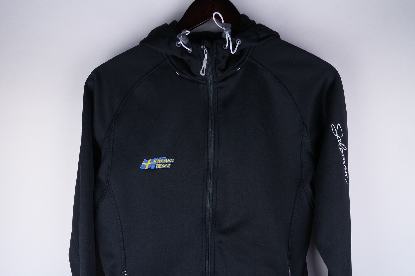 Salomon Donna Track Jacket Felpa con Felpa con Felpa Outdoor Cerniera Intera Nera taglia L UK14