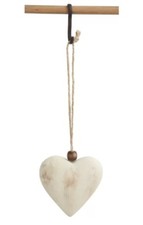 Creative Co-Op XM2826 Paper Mache 3" Heart Ornament Distressed Cream Set of 2