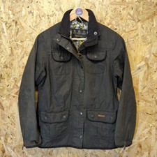 Barbour Black Defence Middleton Liberty Waxed Jacket Coat Size 12