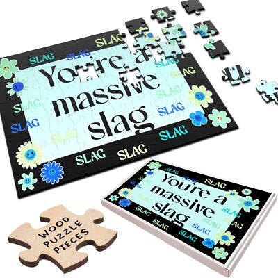 Personalisiertes Holzpuzzle You're A Massive SL-G blau grün unhöflich lustig Geschenk