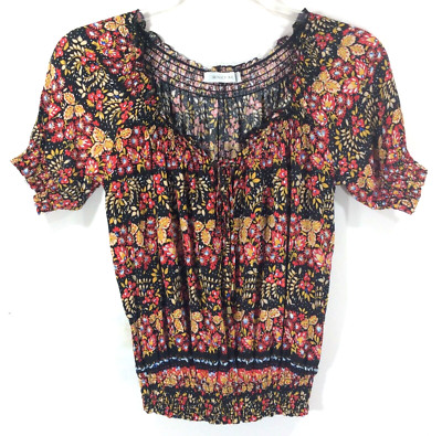NWOT MINKPINK Women s Size XS Short-sleeve Cropped Floral Peasant Top $110