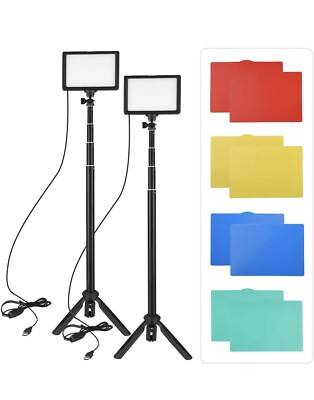 Andoer 2 Packs USB LED Video Light Kit, 3200K-5600K Photography