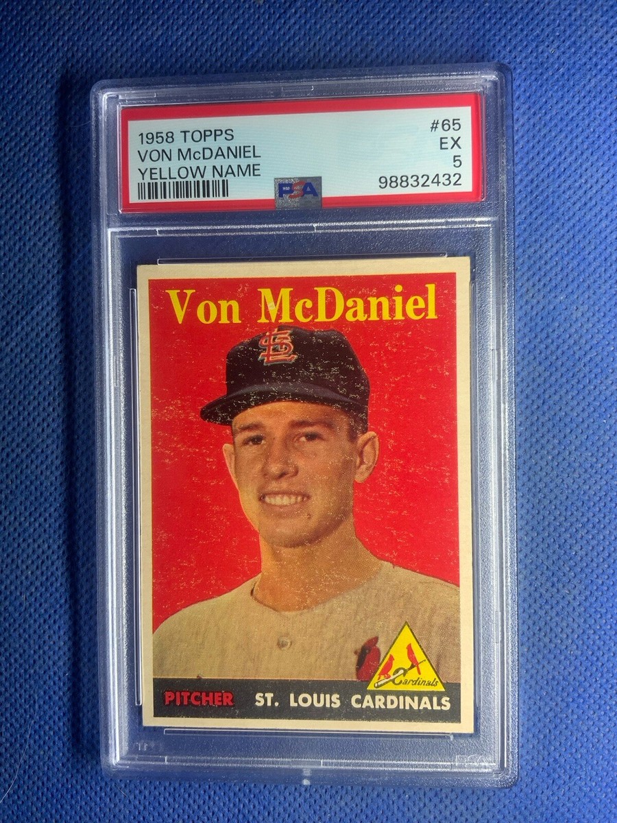 1958 Topps #65 Von McDaniel Yellow Name Cardinals RARE VARIATION