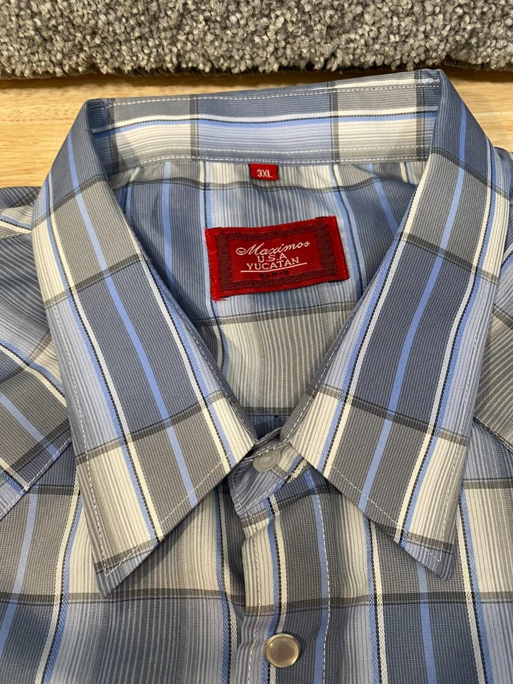 Maximos USA Yucatan Mens 3XL Long Sleeve Western Button Up Shirt Cowboy Plaid - Image 2 of 4
