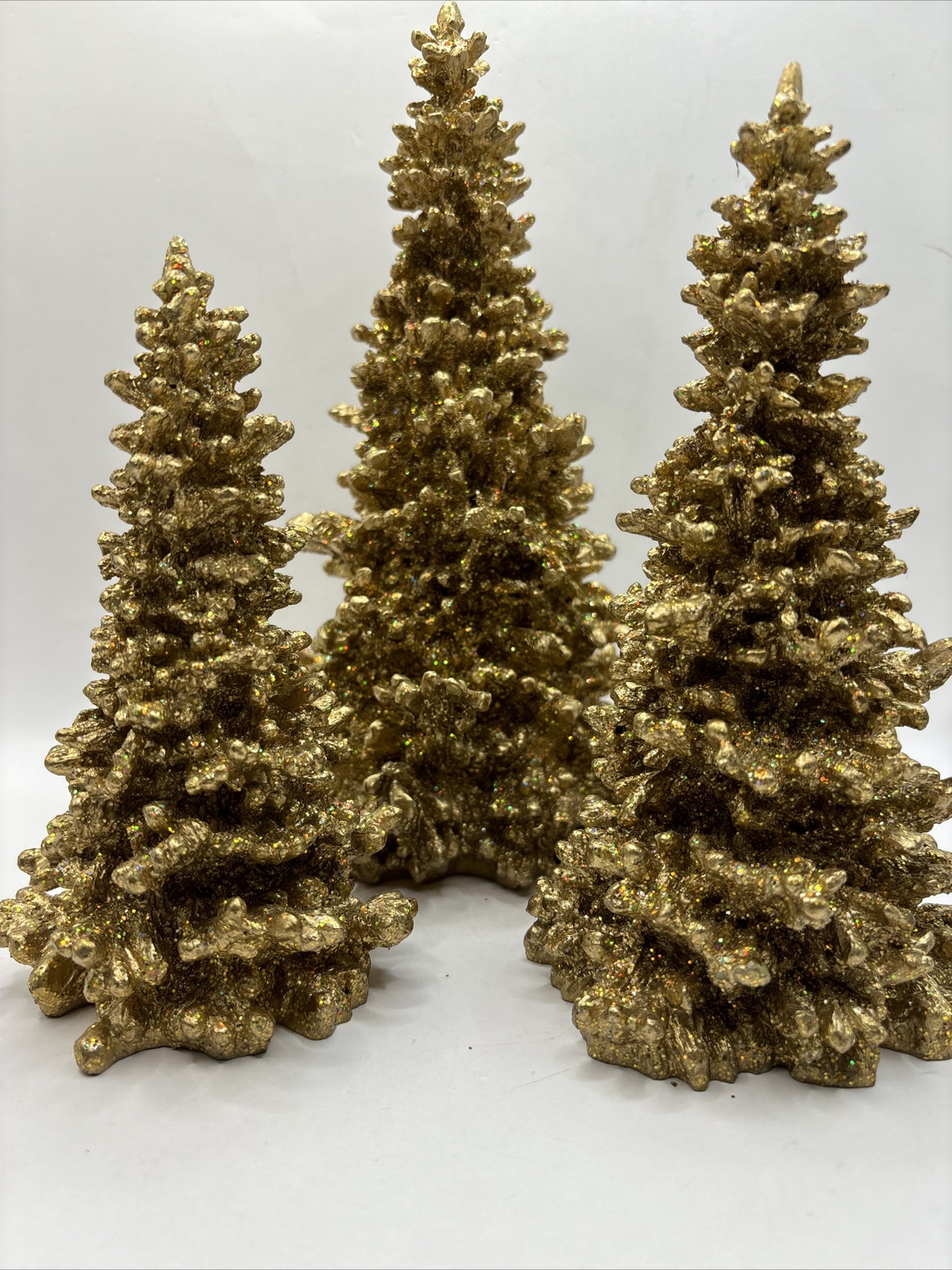 Dept 56 Glitter Gold Christmas Trees Set of 3