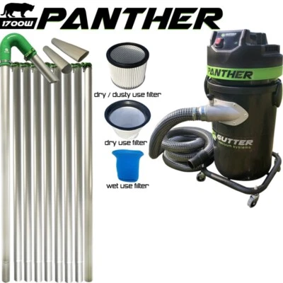 GUTTER VACUUM SYSTEMS Panther Gutter Vacuum 1700w 72mm Cyclonic Inlet LIGHTEST 36ft Aluminium Pole Kit