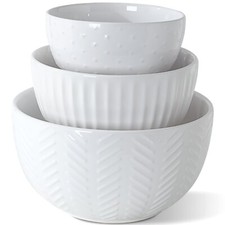 HAPPY KIT Ceramic Mixing Bowls Set, Nesting Bowls Set For Kitchen,Large 5/3/1...