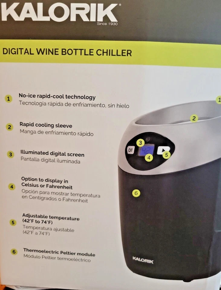 Enfriador de vino Kalorik plateado mediano WCL 46343 S Foto 2 de 3