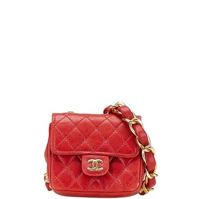 CHANEL Coco Mark Mini Matelasse Chain Shoulder Bag A2000 Red Lambs... GZl1ax3h