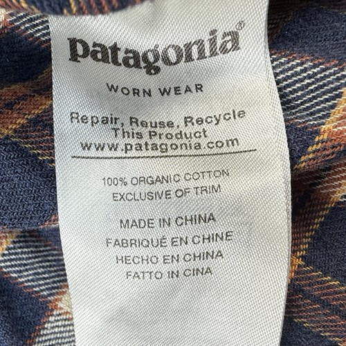 Patagonia Fjord Flannel Shirt Mens Small Plaid Organic Long Sleeve Button Up - Picture 9 of 10
