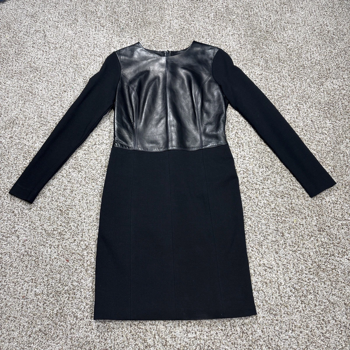 antonio melani black leather dress ANTONIO MELANI NWT Black Genuine Leather TANYA Mini Dress Size 0 main image 0