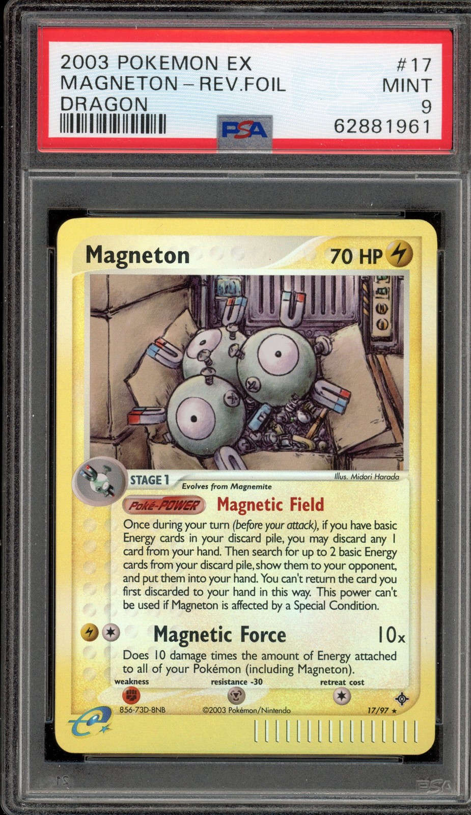 Pokemon Magneton EX Dragon Reverse Holo Rare #17 PSA 9 Mint