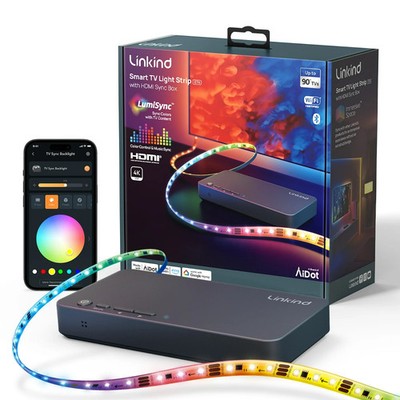 LINKIND LS0600116267 SMART TV LIGHT STRIP ET6 W/HDMI SYNC BOX AIDOT GOOGLE ALEXA