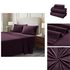 Superior Flannel Brushed Cotton Bed Sheet Set, Soft, Warm Bedding, Modern Solid