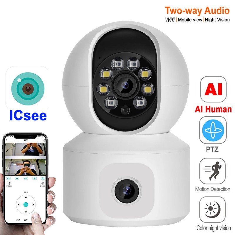 iCSee Dual Lens 4MP WiFi PTZ: Telecamera Motorizzata Esterno IP66