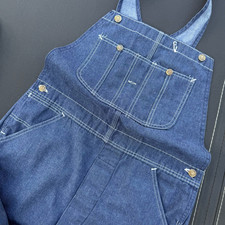 Vintage 80s Sears Denim Blue Adjustable Straps Workwear Overalls 36x30