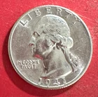 1941S Choice Uncirculated US Washington SILVER Quarter! San Francisco Mint!