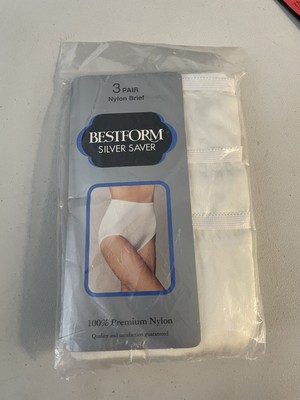NEW 3 Pair Bestform Silver Saver White Silky Soft Panties Underwear Size 5 Nylon