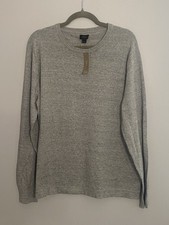 NWT J Crew Men's 100 Cotton Grey Crewneck Sweater Preppy Work Casual Size Large