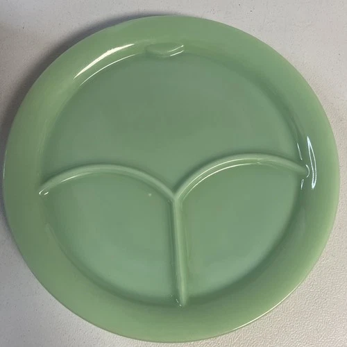Fire King Jadeite Restaurant Ware 3-Part Grill Plate W/Damage 9.5"