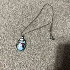 Snowman Necklace With Red Cardinal Winter Holiday Gift