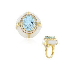 Cavill Damenring Sterlingsilber 925 Goldplattiert Oval Topas 4,05Ct