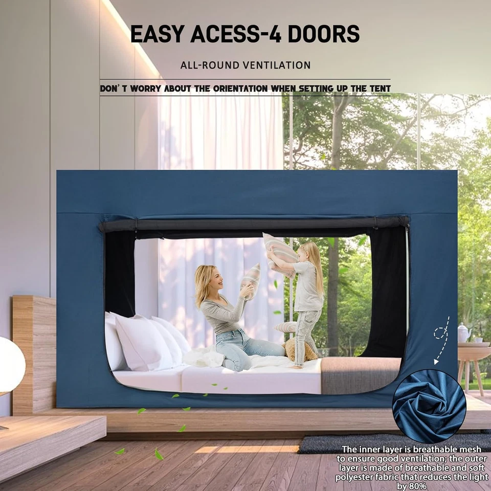 床帐篷床遮篷双层帐篷成人和儿童 - 便携式睡眠  — 第 2/4 张图片