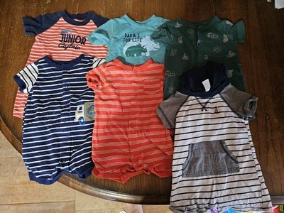 5-Piece Boys Outfit/Set Short Sleeve Snap Coverall One-Piece 6-9M Multicolor