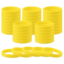 60 Pcs Unisex Rubber Bracelets Silicone Sports Wristbands Yellow