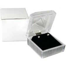 Crystal Clear Velvet Earring Gift Box Jewelry Display 1 7/8" x 1 7/8"