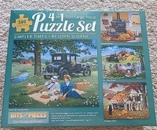 Four in One 300 Piece Puzzle Set Simpler Times 2 Worked 2 New Please Read EX
