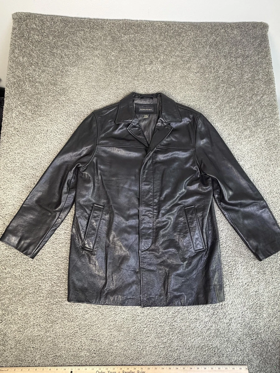 Banana Republic Black Leather Outer Shell Coats, Jackets & Vests
