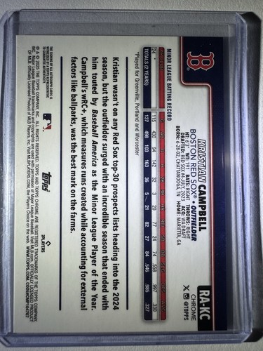 2025 Topps Chrome - Autógrafos de novato Kristian Campbell #RA-KC (AU, RC) - Imagen 2 de 2