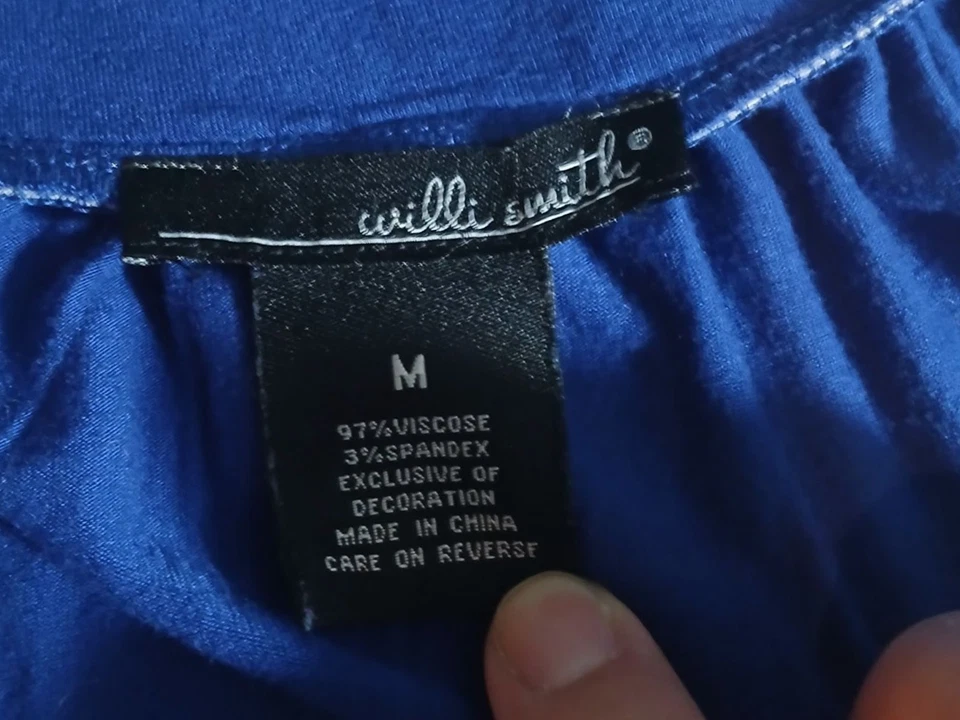 Regata feminina Y2k Willi Smith azul cobalto crochê babado elástico médio - Imagem 3 de 4