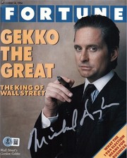 Michael Douglas Signed Auto Wall Street Fortune Replica Magazine Prop Photo BAS