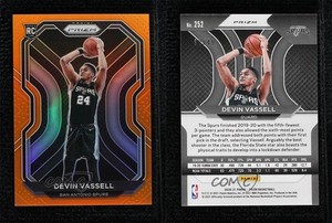 2020-21 Panini Prizm Orange Prizm /49 Devin Vassell #252 Rookie RC