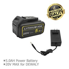 Battery and Charger Kit for DEWALT 20V MAX 5Ah 5.0Ah DCB205, Includes Charger
