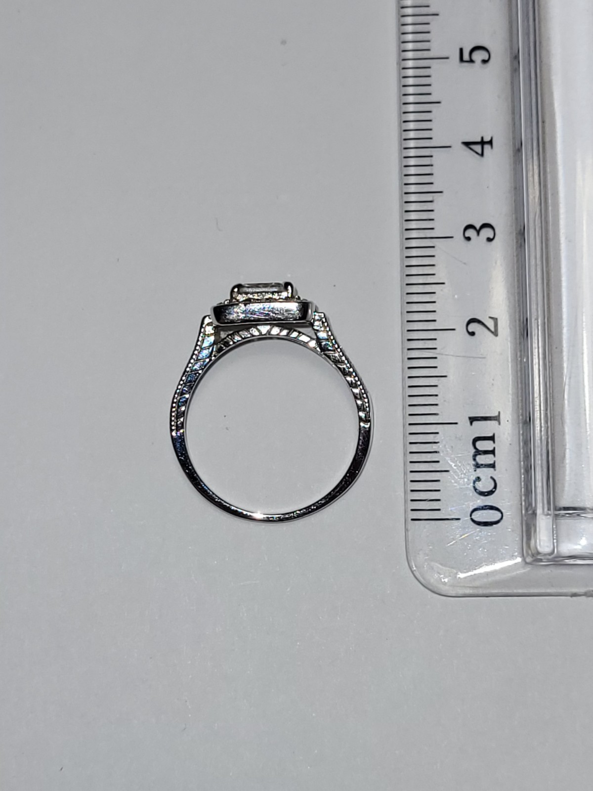 Silvertone Ring Clear Rhinestone Solitaire Halo E… - image 10