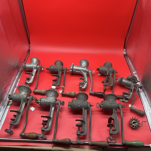 Vintage Huge Lot Of 9 1950s Meat Grinders Different Conditions 
