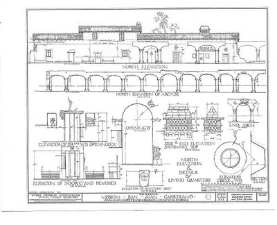 San Juan Capistrano CA Mission San Juan Capistrano 1900s HABS Elevations