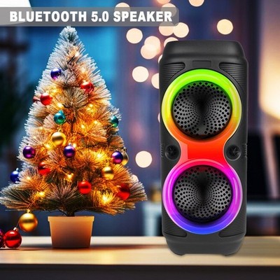 Bluetooth 5.0 Lautsprecher RGB Subwoofer Musikbox Boombox Party LED mit Mikrofon