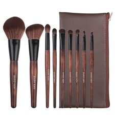 Bamboo Makeup Brushes Set Professional, Sable Makeup Brush Set with Case by L...