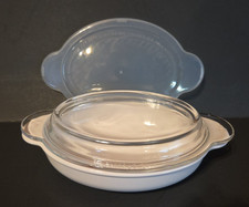 Vintage Corning Ware Grab It White Oval Casserole P-14-B  W/ 2 lids