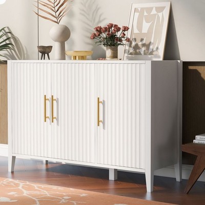 U-Style Featured Three-door Storage Cabinet with Metal Handles, Suitable for C