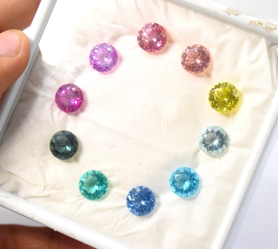 Lab Multi Sapphire Round Brilliant Cut Gemstone Set Lab Corundum Gemstone - Image 3 of 4