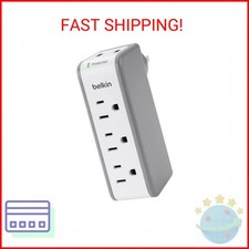 Belkin Wall Mount Surge Protector - 3 AC Multi Outlets  2 USB Ports - Flat Rota