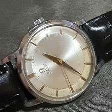 Omega Orologio Uomo Automatico Vintage Argento Cal.501 Cintura Tonda Nera Autentico