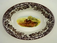 Spode Woodland JACK RABBIT / HARE Oval Rim Serving Baking Dish Casserole 12.5"
